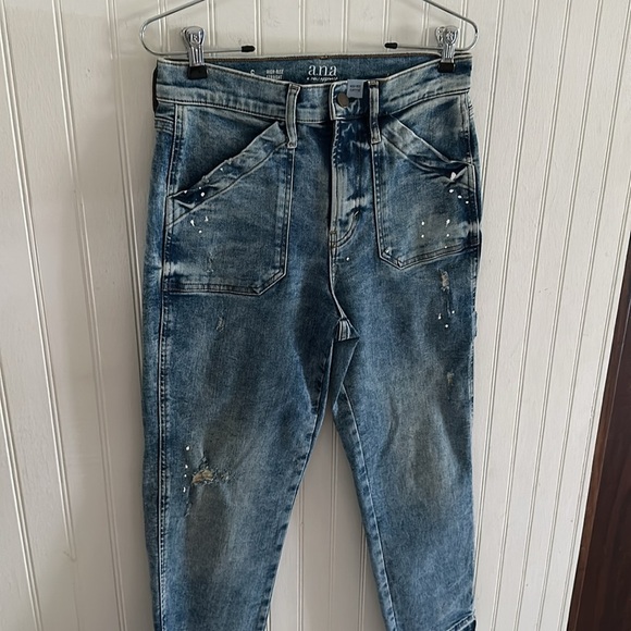 a.n.a Carpenter Cargo Slightly Distressed Blue Jeans sz 6 - Picture 6 of 15